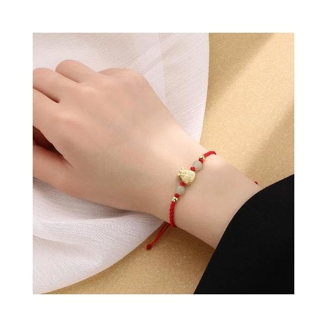 【開運堂】現貨 招財錢袋銅鍍金手工編織手繩招財平安中國風和田玉手飾小眾設計國潮情侶手鍊