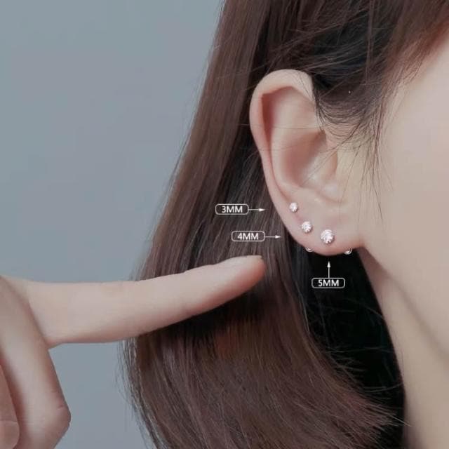 【開運堂】🔥現貨🔥 【螺紋單鑽耳棒】 S925銀簡約養耳洞單鑽螺紋光珠耳釘女韓版氣質耳飾品"開運堂"