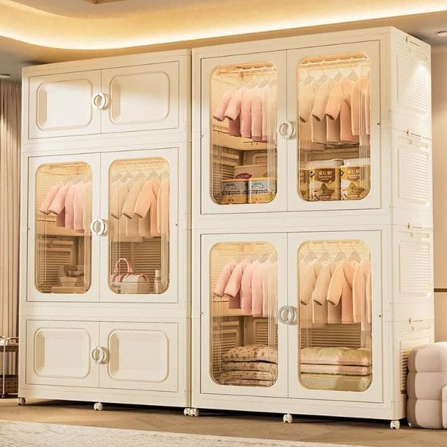 幕辭家居 免安裝90寬寶寶衣櫃兒童衣服收納櫃嬰兒小衣櫥塑料臥室簡易儲物櫃 e6f