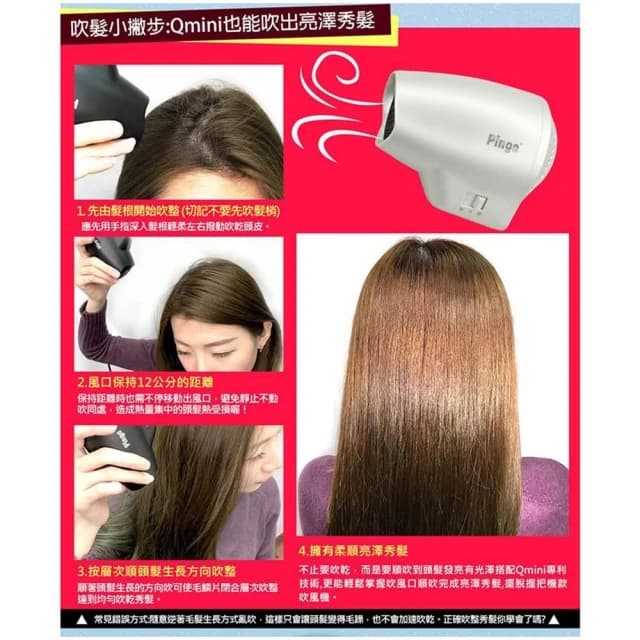 【Pingo 品工】Travel Qmini 極輕 隨身掌型吹風機 雙電壓 大風量 吹風機