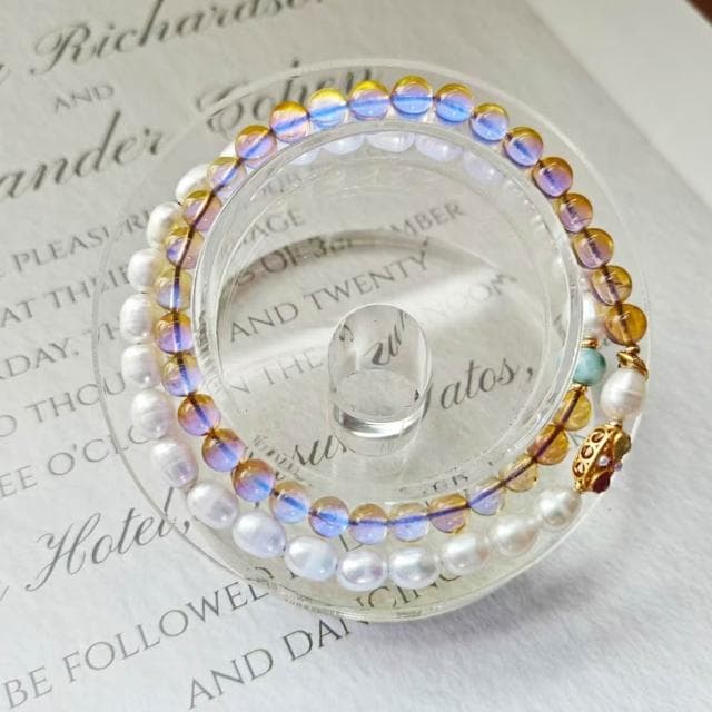 【Paiya 派亞】5.7MM淡水珍珠藍珀雙圈手串手鏈