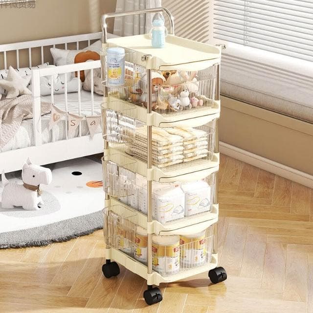 小推車嬰兒用品置物架餵養臺零食玩具衣服多層抽屜式收納櫃收