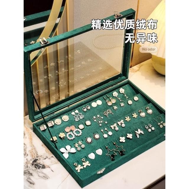 新款促销#耳環收納盒新款首飾盒高檔精緻耳釘耳飾戒指項鏈大容量飾品展示架