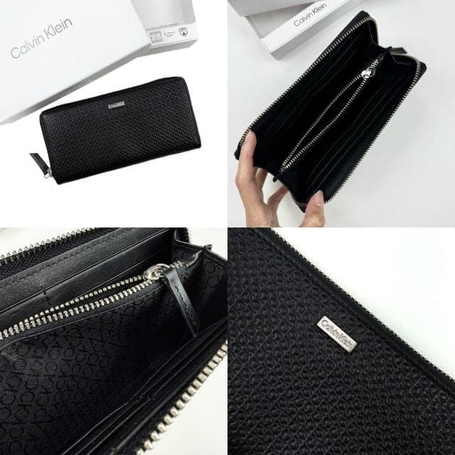 【CALVIN KLEIN】Calvin Klein 滿版 防刮 防盜 真皮長夾 零錢袋 錢包 CK 禮盒 皮夾 送禮 @1048