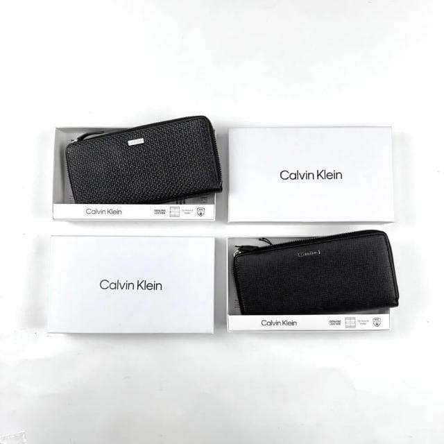 【CALVIN KLEIN】Calvin Klein 滿版 防刮 防盜 真皮長夾 零錢袋 錢包 CK 禮盒 皮夾 送禮 @1048