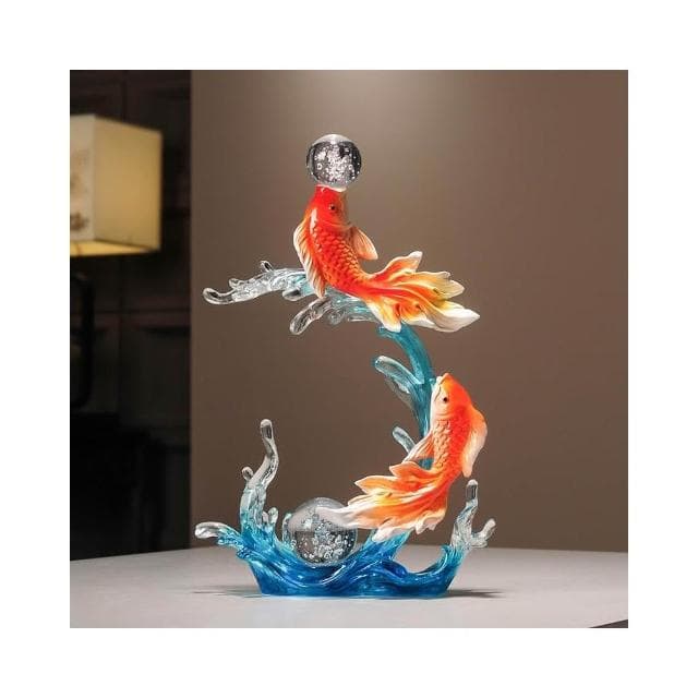  風生水起錦鯉魚擺件 入戶玄關輕奢高檔中式酒櫃裝飾品 喬遷新居禮物