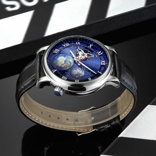手錶男星辰大海手表魅影地球手表全自動機械表男士手表陀飛輪防水商務輕奢小眾高級感精工錶爸爸商務風瑞士錶高顏值金屬指針男錶 