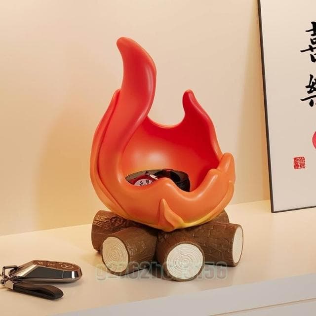 柴火小炭火入戶玄關鑰匙收納擺件 托盤招財搬家新婚喬遷禮物中秋節 客廳玄關裝飾 喬遷風水擺件 喬遷新居
