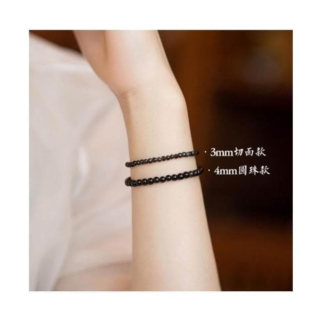 【開運堂】４ｍｍ極細黑曜石 （圓珠）曜石珠子手串女復古風個性設計手鍊水晶手飾