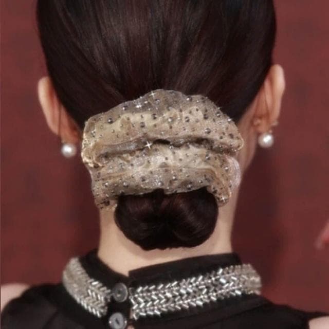 髮圈大腸發圈法式雙層歐根紗甜美氣質頭花紮頭發頭繩女大腸圈髪飾無痕髮圈不傷髮丸子頭髮圈( 聖誕節 生日 髮飾 頭飾 禮物)