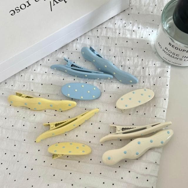 髮飾髮夾可愛奶油色系彩色波浪波點鴨嘴夾碎發劉海發夾邊夾側邊髮飾飾品髮夾一字夾( 聖誕節 生日 髮飾 頭飾  髮夾 禮物)