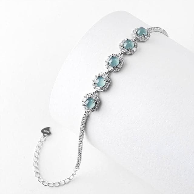 【Paiya 派亞】A貨翡翠藍水蛋面公主手鏈S925銀鑲冰種玉石女款時尚高檔手飾送禮好物/交換禮物