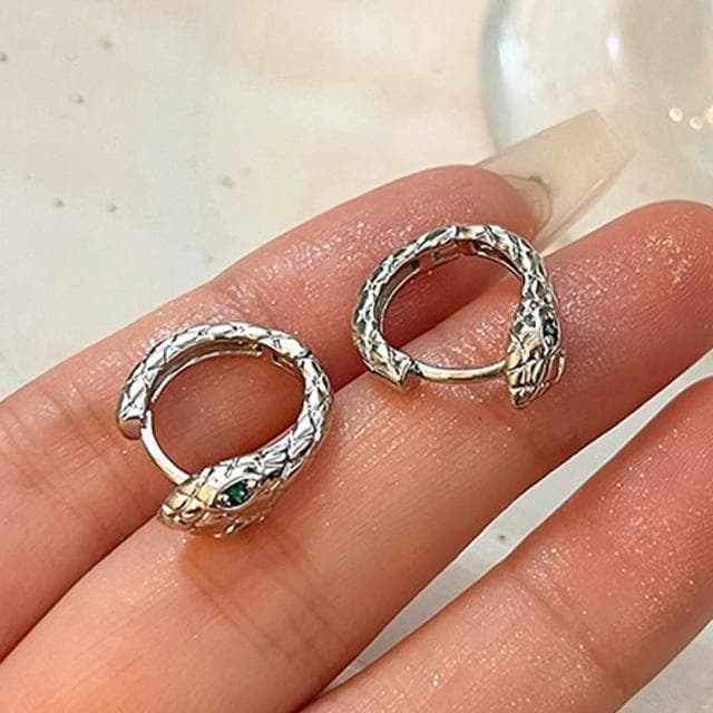 【LEESA】蛇形造型\S999足銀\靈蛇耳環\抗敏耳飾\潮流個性\時尚造型\造型耳飾\耳環男\男生飾品