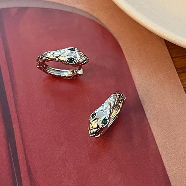 【LEESA】蛇形造型\S999足銀\靈蛇耳環\抗敏耳飾\潮流個性\時尚造型\造型耳飾\耳環男\男生飾品