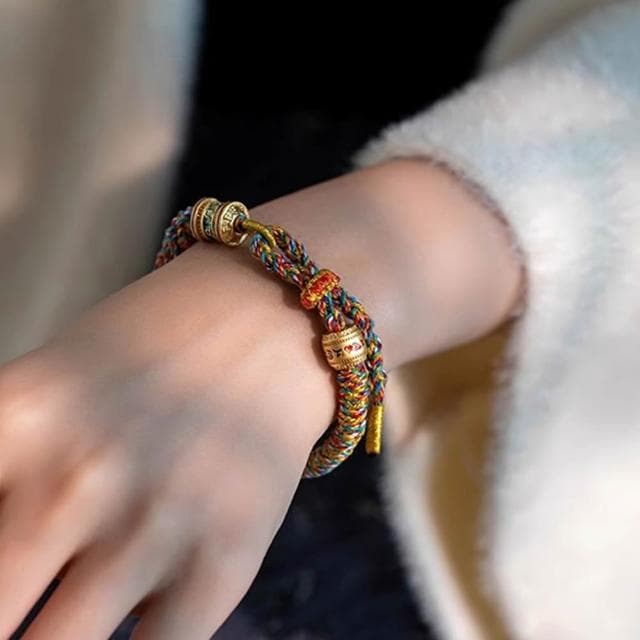 【LEESA】金剛結\六字真言手繩\五彩繩\保平安\手工編織\紅繩手鍊\本命年\五行開運\手繩\手鍊\轉運珠\藏式手鍊\禮物