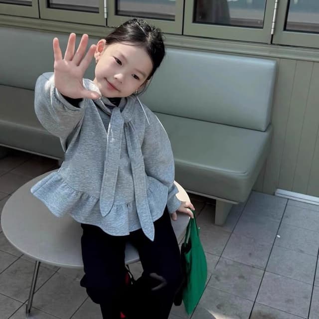 【Arbea】兒童裝女童衛衣連帽長袖麻灰上衣外衣秋冬裝新款童裝【C1273】