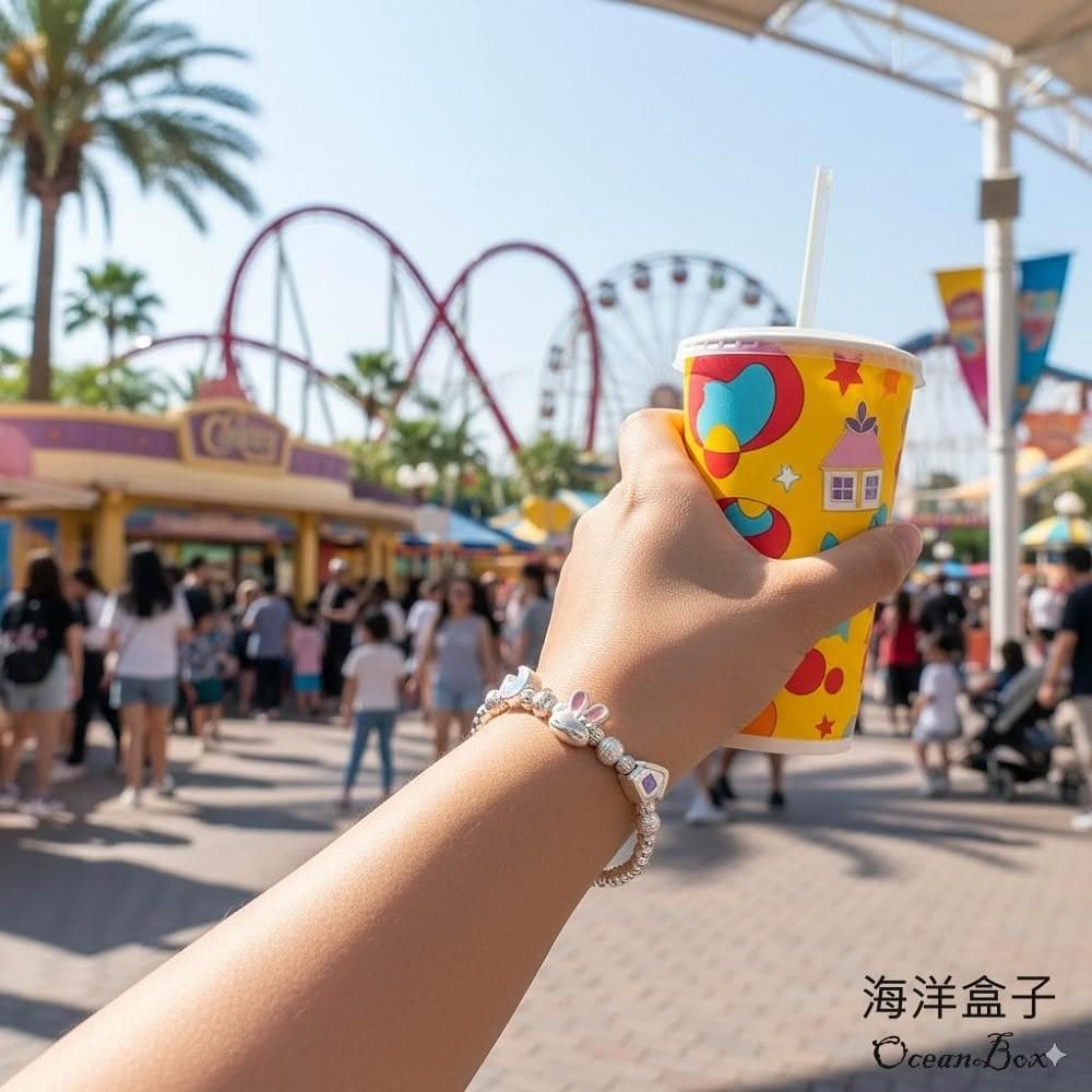 【海洋盒子】童趣小兔子光珠S999足銀純銀手鍊.彈性手圍(附贈禮盒.拭銀布)