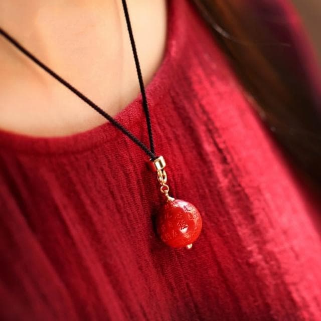 【巴黎精品】現貨+預購 天然硃砂項鍊女項鍊項鏈鎖骨鏈轉運招財淨化開運情人節禮物配件(飾品a1lh28)