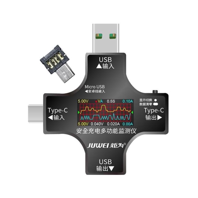 ATORCH 炬為 電壓電流功率 測試儀 PD快充 十字型 充電監測 充電器檢測儀 支援多種協議 彩色螢幕 (UC96) 聖誕 交換禮物