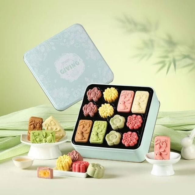 Phoebejos悠享時傳統月餅禮盒裝364g中式糕點心桂花紅豆牛奶味送長輩伴手禮