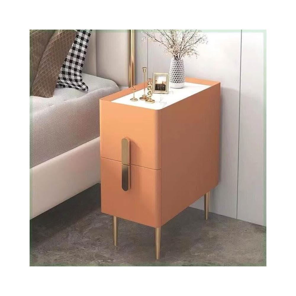 藍牙音響帶指紋鎖巖板簡約現代高端輕奢軟包床邊櫃床頭櫃小型超窄 5e0