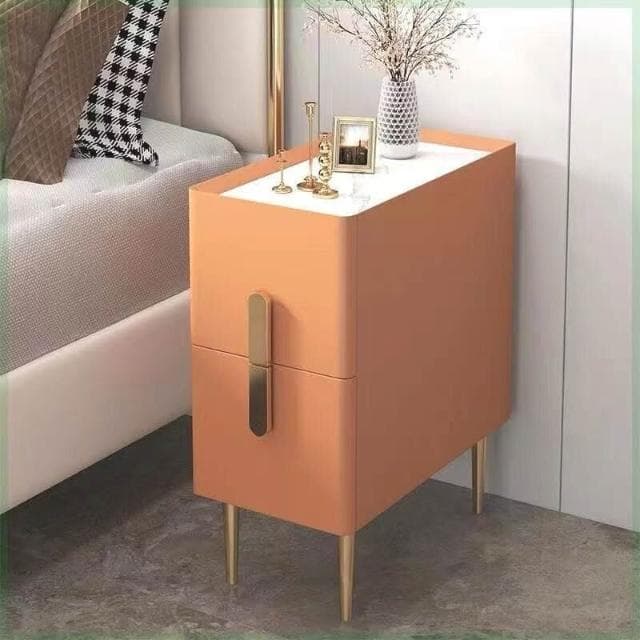 藍牙音響帶指紋鎖巖板簡約現代高端輕奢軟包床邊櫃床頭櫃小型超窄 5e0