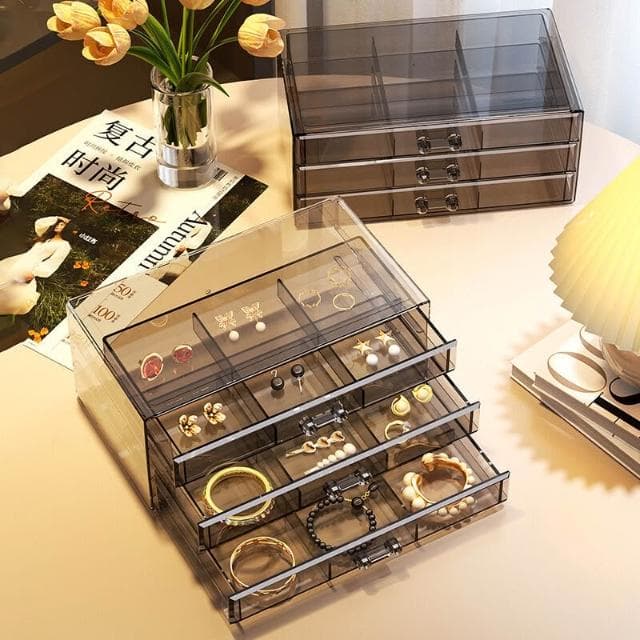 飾品盒首飾收納盒大容量耳環耳釘項鏈耳飾戒指首飾盒高檔精致串珠整理盒飾品盒首飾盒珠寶盒飾品收納盒項鍊收納展示盒耳環珠寶收納