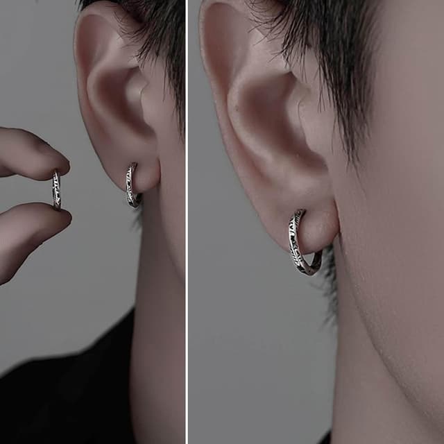 【EMMA SUE】質感銀飾 耳扣造型 莫比烏斯 男士耳環 氣質百搭款 男用耳環 百搭飾品 S925銀 冷調簡約風 素面耳環