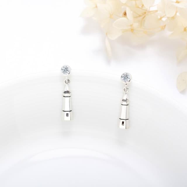 【Angel & Me】希望 燈塔 s925 純銀 單鑽 耳環 耳夾 情人節禮物