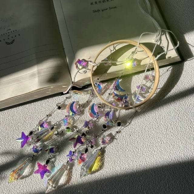 手工水晶掛件 太陽捕手風鈴 臥室窗戶生日禮物掛件 夢幻彩虹光影