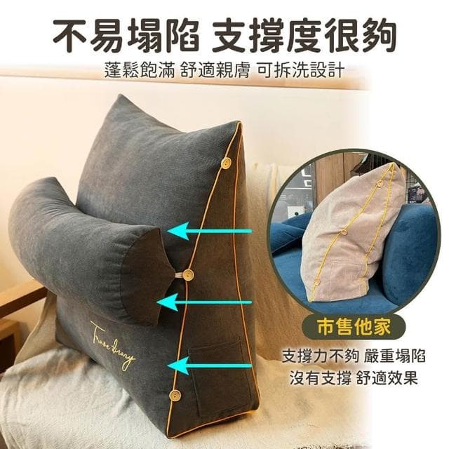 【AI Queen】2入優惠組!全新升級!金絲絨三角靠枕(交換禮物/懶人枕/床頭靠枕/抬腿枕/靠腰枕/露營枕/懶骨頭/護腰枕)