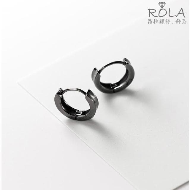 ROLA蘿拉銀飾.飾品 “現貨當天出”  黑色幾何造型925純銀耳針扣耳扣圈圈耳扣 幾何`