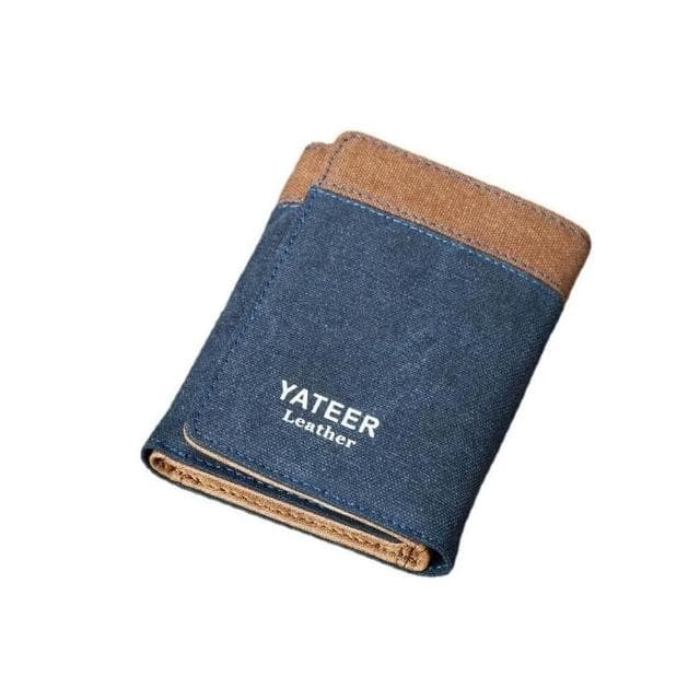 男士錢包短款三折帆布學生小錢包卡包牛仔錢包時尚休閒多卡位軟皮夾零錢包 商務中青年卡扣零錢包票夾 男生錢夾 皮夾台灣88