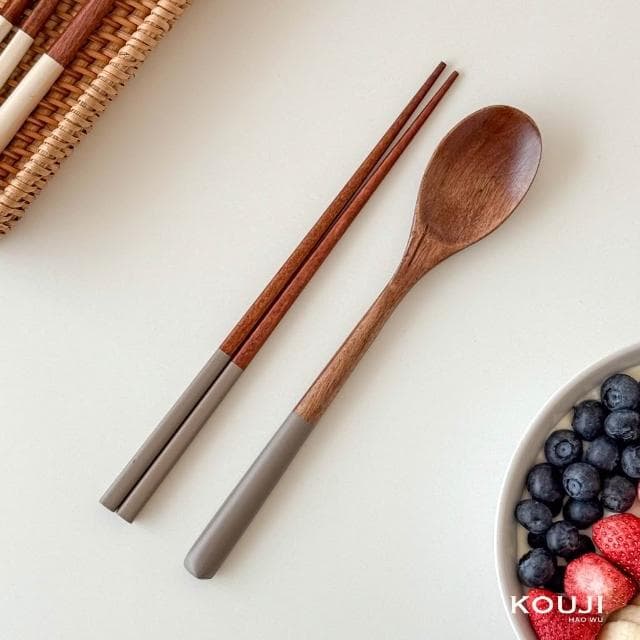 【KOUJI】木質餐具組 餐具組 環保餐具 湯匙 筷子 勺筷 木頭餐具 木餐具 木湯匙 木質 仿木餐具 木筷