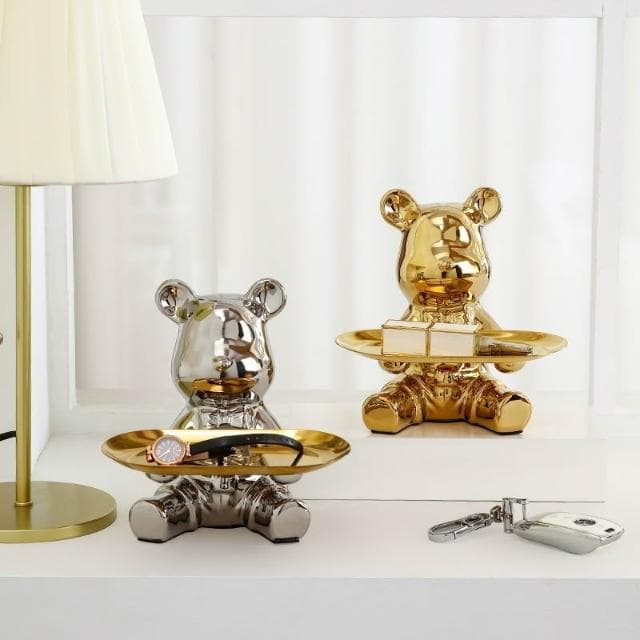 【禾日Heri】玄關收納托盤掛架 熊熊擺件 招財貓 鑰匙收納 交換禮物 喬遷新居禮品 房間擺設 客廳裝