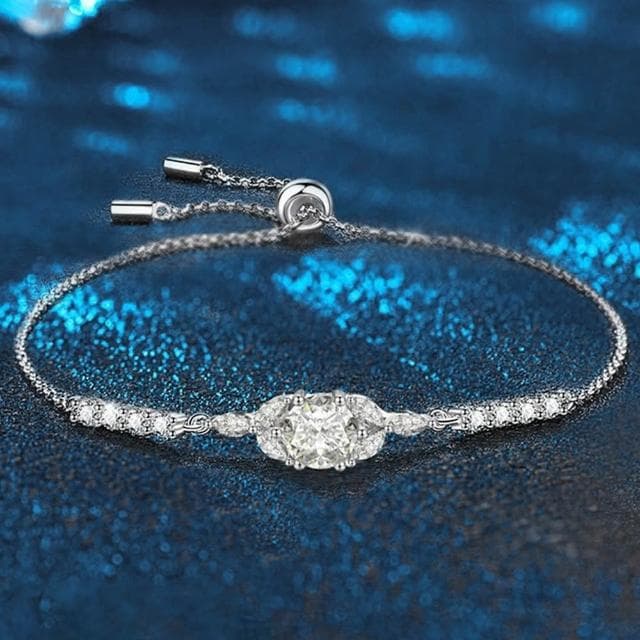 【MoonDy】手鍊 飾品 純銀手鍊 莫桑鑽手鍊 一克拉莫桑鑽 六爪莫桑石手飾 鑽石手鍊