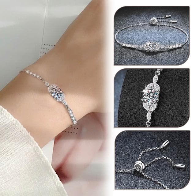 【MoonDy】手鍊 飾品 純銀手鍊 莫桑鑽手鍊 一克拉莫桑鑽 六爪莫桑石手飾 鑽石手鍊