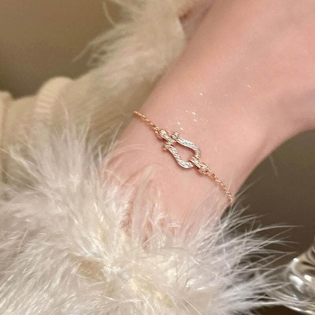 手鍊輕奢風馬蹄扣锆石手鏈女小眾設計高級感手飾ins學生閨蜜手鏈時尚百搭手鏈手環手鐲可調整大小精緻甜美手鍊情侶手繩送禮禮物