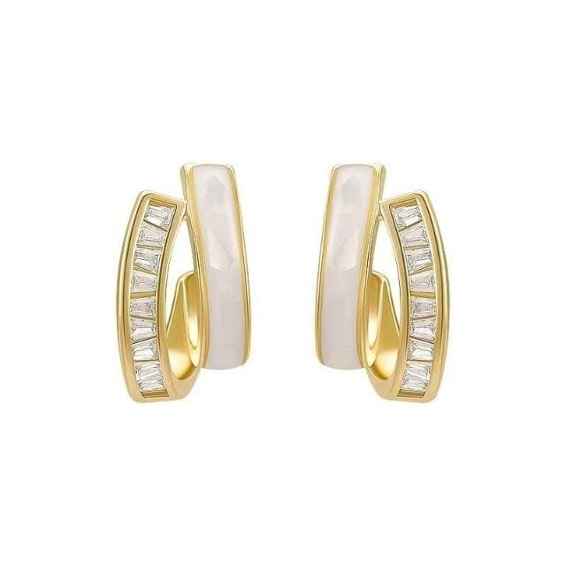 耳環雙層幾何耳釘女輕奢氣質韓系锆石通勤不規則耳飾富家千金配飾耳環耳釘耳飾女生耳環法式耳環流行百搭耳釘生日禮物貼耳耳環