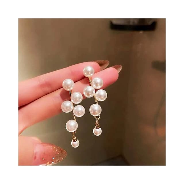 耳環銀針長款珍珠流蘇耳環女高級感氣質珍珠耳釘耳墜耳飾富家千金耳環耳釘耳飾女生耳環法式耳環流行百搭耳釘生日禮物貼耳耳環