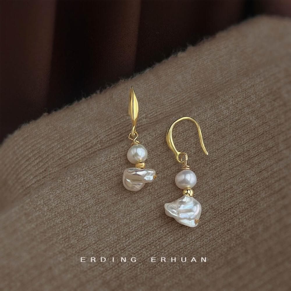 耳環巴洛克異形不規則淡水珍珠小眾設計師新款耳環輕奢風時尚耳飾耳環耳釘耳飾女生耳環法式耳環流行百搭耳釘生日禮物貼耳耳環