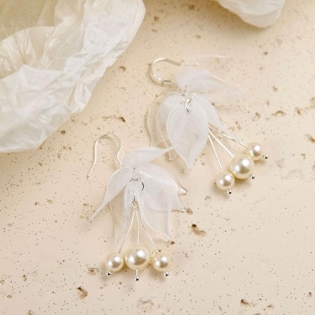 耳環少女的裙擺手作夏季淡藍色花朵流蘇耳環法式溫柔度假風耳夾女耳環耳釘耳飾女生耳環法式耳環流行百搭耳釘生日禮物貼耳耳環