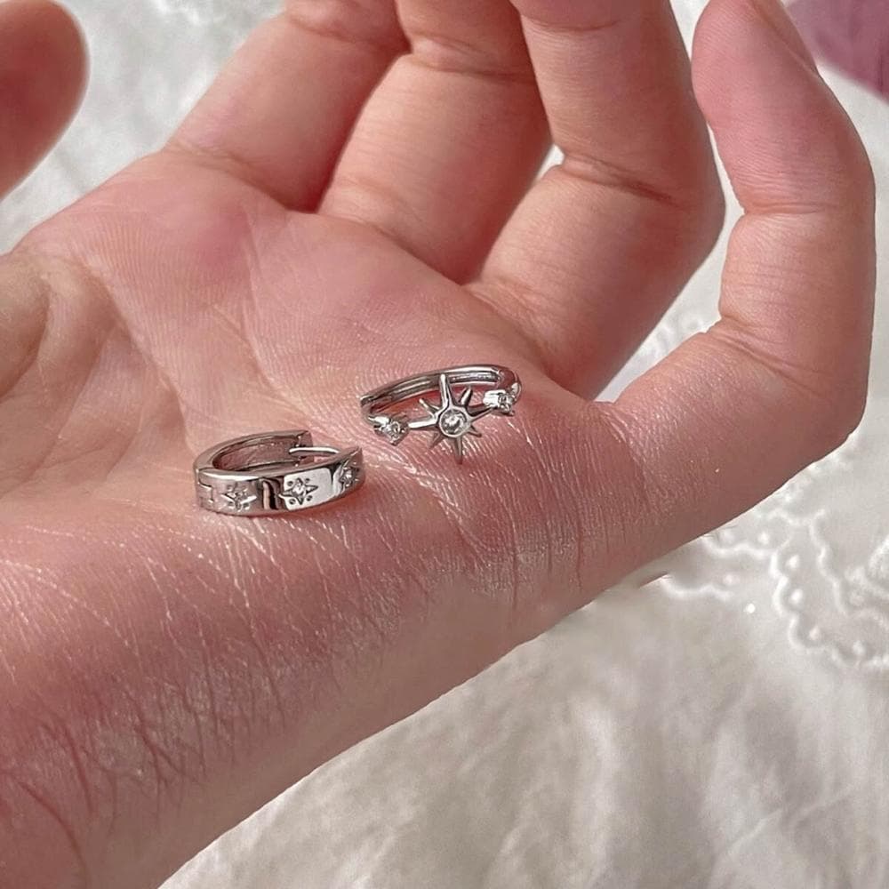 耳環小眾獨特不對稱六芒星锆石耳扣女設計高級感耳環輕奢耳飾耳環耳釘耳飾女生耳環法式耳環流行百搭耳釘生日禮物貼耳耳環