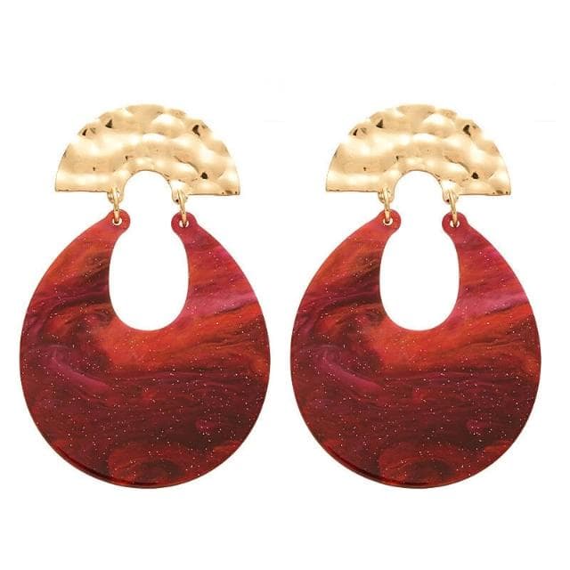 耳環誇張安可拉紅樹脂暈染U形銀針耳環小眾氣質高級感耳飾女耳環耳釘耳飾女生耳環法式耳環流行百搭耳釘生日禮物貼耳耳環