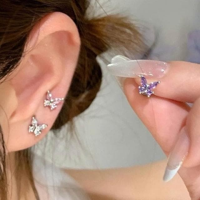 買一送一耳環钛合金耳釘養耳洞粗內螺旋免摘蝴蝶耳蝸耳骨釘女耳環耳釘耳飾女生耳環法式耳環流行百搭耳釘生日禮物貼耳耳環