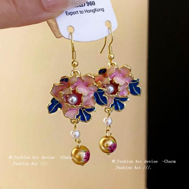 耳環滴油花朵人造珍珠款耳鉤法式高級感精致耳環甜美氣質耳飾耳環耳釘耳飾女生耳環法式耳環流行百搭耳釘生日禮物貼耳耳環