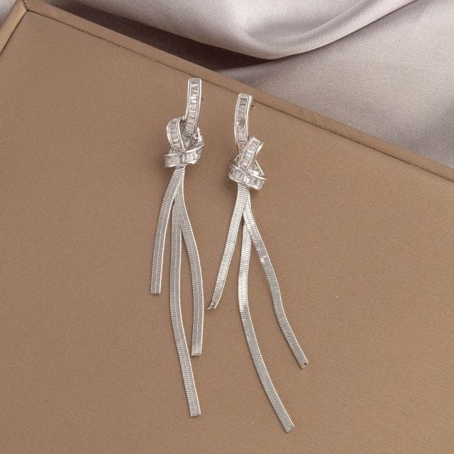耳環銀針锆石打結流蘇耳環輕奢高級感耳釘個性小眾百搭耳墜耳飾品耳環耳釘耳飾女生耳環法式耳環流行百搭耳釘生日禮物貼耳耳環