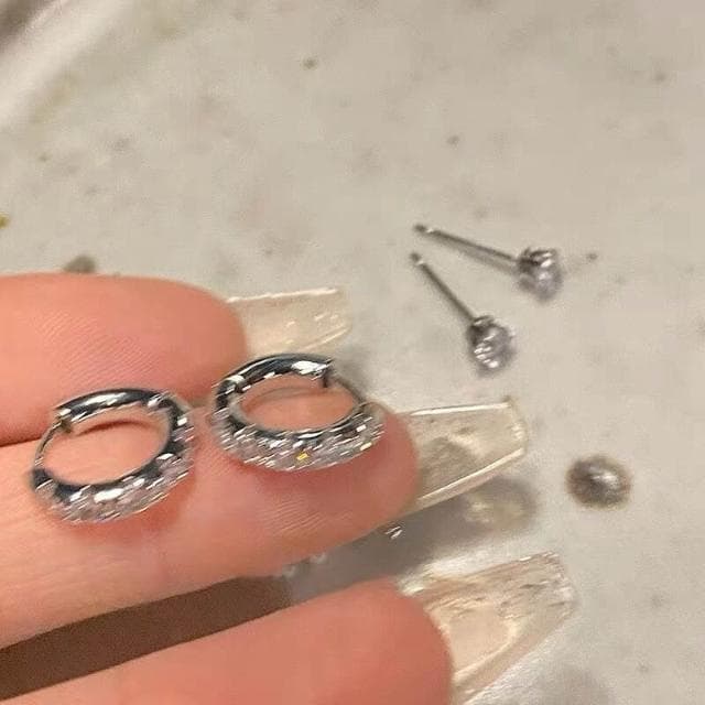 耳環新中式295锆石套裝耳環女簡約日常百搭耳簡約個性新款氣質耳釘耳環耳釘耳飾女生耳環法式耳環流行百搭耳釘生日禮物貼耳耳環