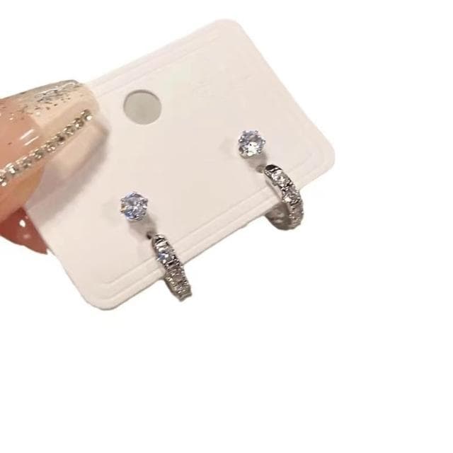 耳環新中式295锆石套裝耳環女簡約日常百搭耳簡約個性新款氣質耳釘耳環耳釘耳飾女生耳環法式耳環流行百搭耳釘生日禮物貼耳耳環