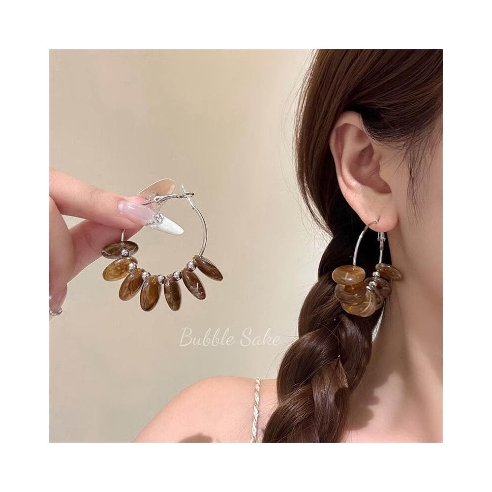 耳環民族風串珠耳環女高級感耳圈海邊度假小眾耳墜耳飾 耳環耳釘耳飾女生耳環法式耳環流行百搭耳釘生日禮物貼耳耳環